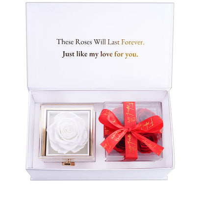 Eternal Rose Box Gift Bundle - W/ Engraved Necklace