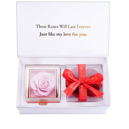 Eternal Rose Box Gift Bundle - W/ Engraved Necklace